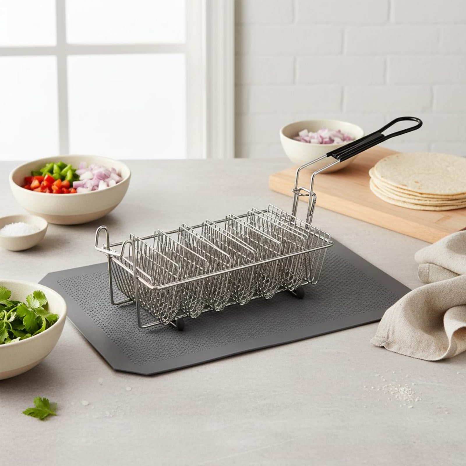 8 Slot Taco Rack Heat Resistan - Deep Fryer Stainless recension och pris